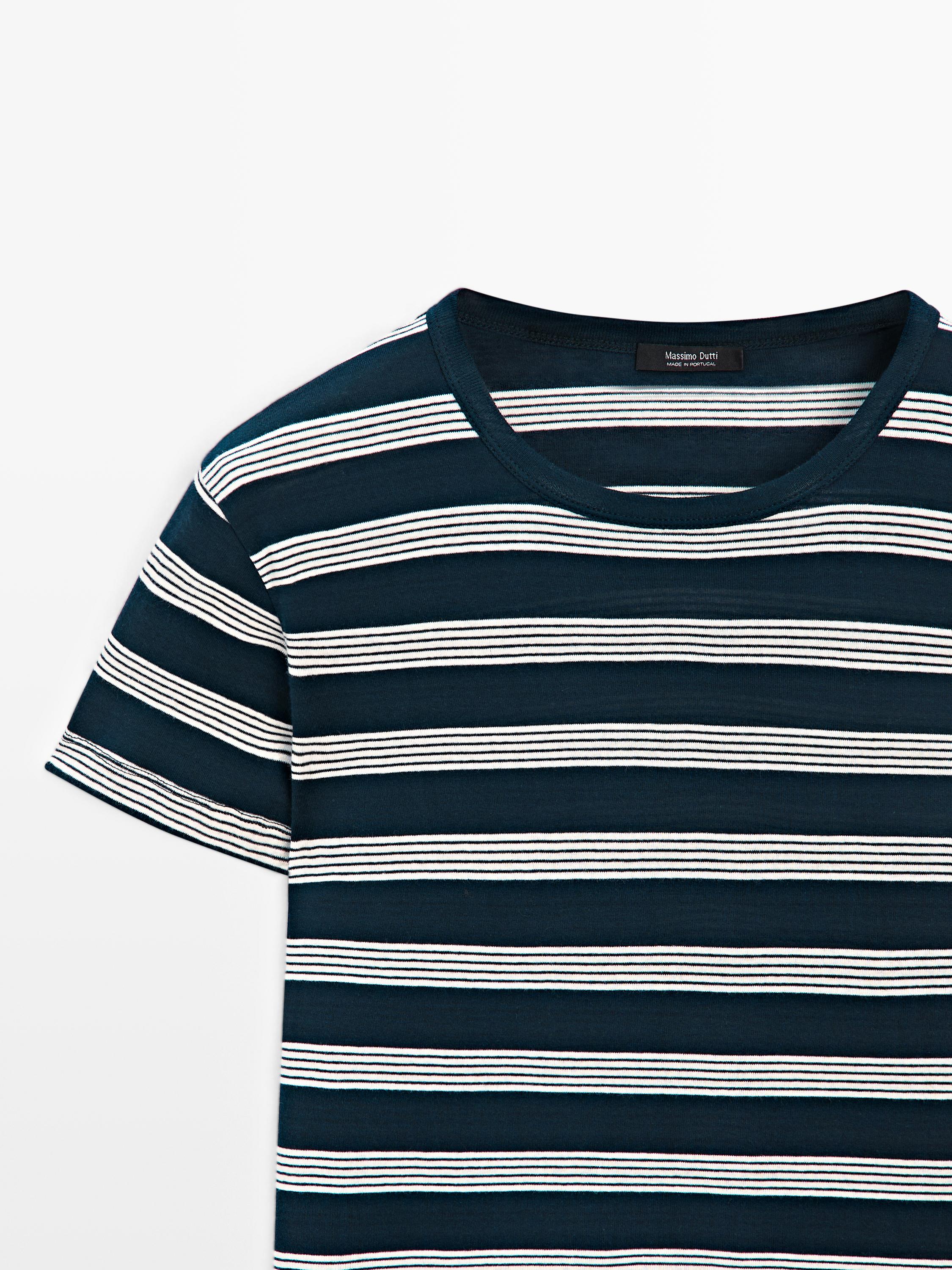 100% cotton striped short sleeve T-shirt